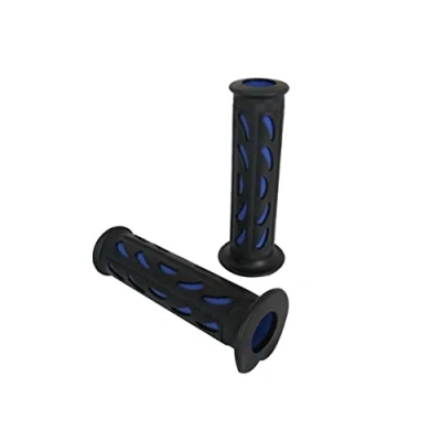 Image of Motorbike Grips Handgrips Soft Silicone Rubber for 7/8&quot; 22mm Handlebars (Black &amp; Blue)