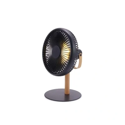 Image of Gingko Beyond Detachable Desk Ultra quiet Fan/Light, Remote Control or button, 3 cool wind speed, USB C charging, hanging fan and light with premium wooden stand (Matte Smart Grey)