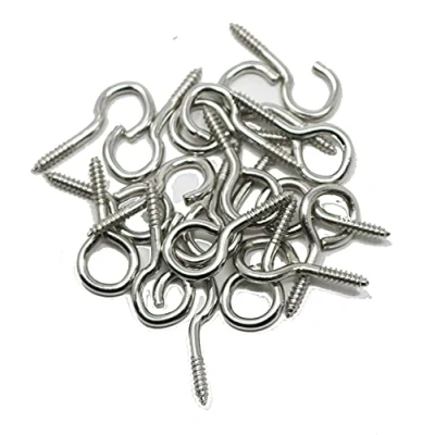 Image of 20 x fiXte Screw in Hooks and Eyes Net Wire Curtain Screws 10 25mm