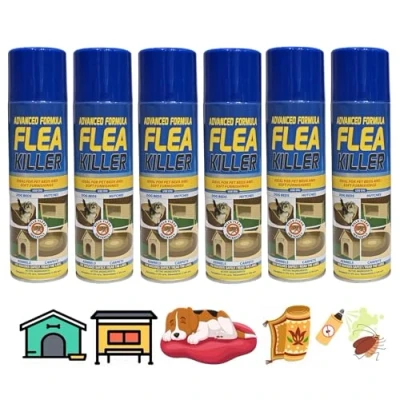 Image of 6 x Flea Spray for House Kills Instantly Household treatment the home Dog Beds Pet Hutches Kennels and Carpets Tick Protection Soft Furnishings 200ml