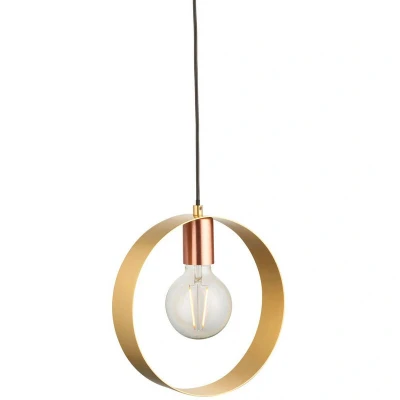 Image of Endon Hoop Single Pendant Ceiling Lamp, Brushed Brass, Nickel, Copper Plate
