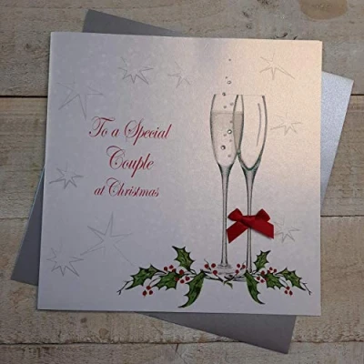 Image of White cotton cards XC10 To a Special Couple At Christmas Handmade Large Card,