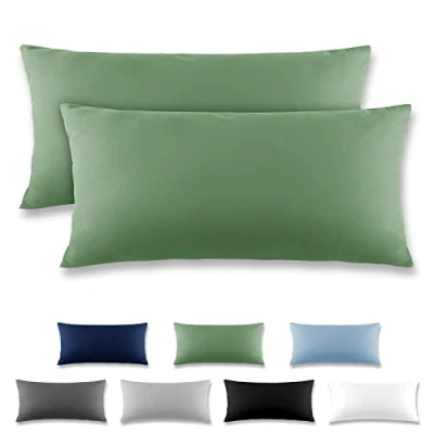 Image of REDKEY Cushion Cover 40 x 80 cm, Set of 2 Pillowcases, Microfibre for Cushions, Pillowcases with Tab Closure, cm Pillow Case Lawn Green