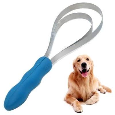 Image of EiEiFiFi Dog Deshedding Loop Brush Shedding Blade Horse Grooming Tool Double Sided for and Cat