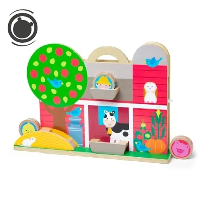 Image of Melissa &amp; Doug GO Tots Wooden Barnyard Tumble with Collectible Characters Toy for Infants Developmental Toddlers 0+ Gift Baby Boys or Girls FSC Certified Materials