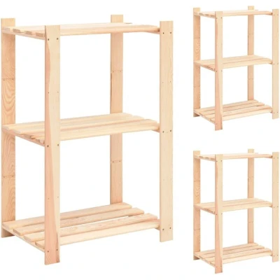 Image of vidaXL 3 Tier Storage Racks pcs 60x38x90 cm Solid Pinewood 150 kg