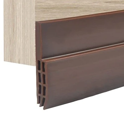 Image of Door Draft Excluder Strip, Self Adhesive Bottom Seal Soundproof Weatherproof Noise Proof Under Sweep Stopper Weather Stripping for Interior Doors 100cm (Brown)