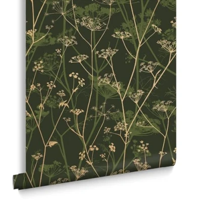 Image of Clarissa Hulse Wild Chervil Sage &amp; Gold Wallpaper