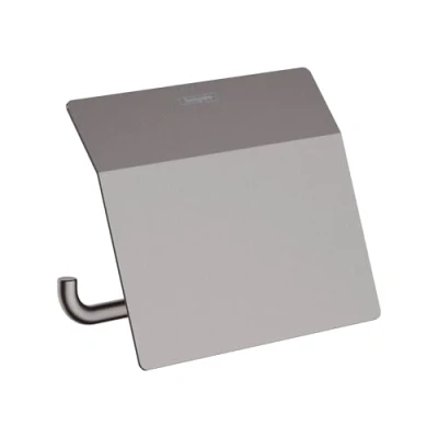 Image of hansgrohe AddStoris Roll holder with cover, brushed black chrome, 41753340