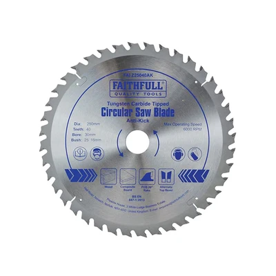 Image of Faithfull Circular Saw Blade Anti Kick 250 x 30mm 40T FAIZ25040AK