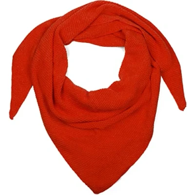 Image of styleBREAKER Women XXL knitted triangle scarf with rice grain knitting pattern in plain colours, scarf, light 01020042, Colour:Blood Orange