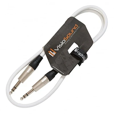 Image of 6.35mm 1/4&quot; Stereo TRS Jack to Lead/Balanced Signal Audio Patch Cable 1m White
