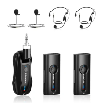 Image of KIMAFUN 2.4G Wireless Headset Microphone for 2 People, Compact Dual and Lavalier Laple Mics in 1 Speaker, Camera, Teachers, Presenters, G70(2TX1RX)