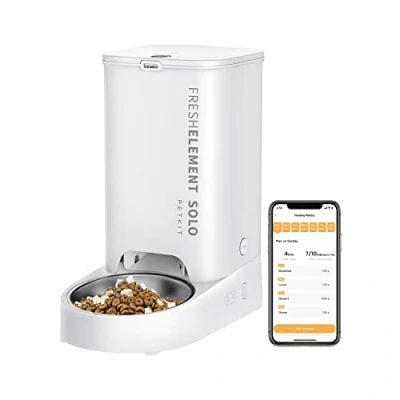 Image of PETKIT Automatic Cat Feeder, 2.4GHz Auto Feeder with App Control 3L, Low Food &amp; Blockage Sensor, 304 Stainless Steel Bowl, Fresh Lock Technology,1 30 Meals/Day Anti Clog Pet White