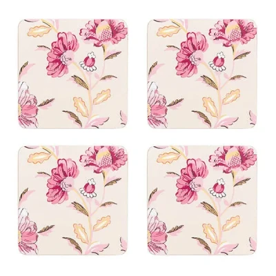 Image of Cath Kidston Friendship Gardens Cream Set of 4 Cork Backed Coasters