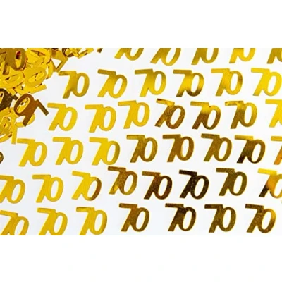Image of SHATCHI 14g Gold 70th Birthday Confetti Foil Metallic Glitz Table Scatter Sprinkles Age Bday Party Decorations,12mm,SHATCHI