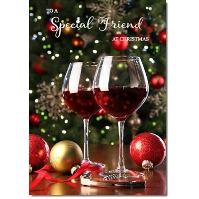 Image of doodlecards Special Friend Christmas Card Red Wine Medium Size for with Plain Envelope
