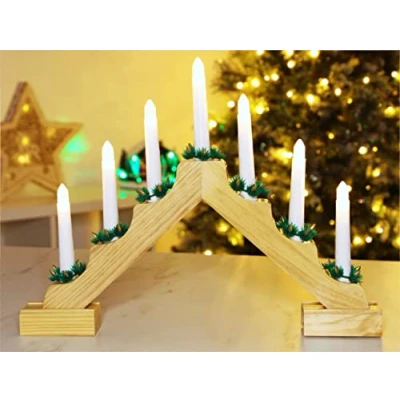 Image of Christmas Concepts® Wooden Candle Bridge with Warm White LED Lights Battery Operated