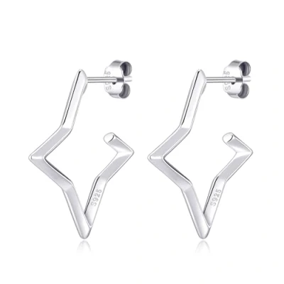 Image of Philip Jones Sterling Silver Star Hoop Earrings
