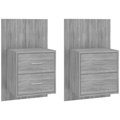 Image of vidaXL Wall mounted Bedside Cabinets 2 pcs Grey Sonoma