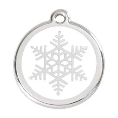 Image of Red Dingo Snowflake Enamel Dog Tag White Medium