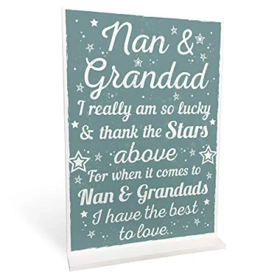 Image of RED OCEAN Best Nan And Grandad Gift Home Standing Plaque Grandparent Sign Keepsake Gifts From Grandchildren