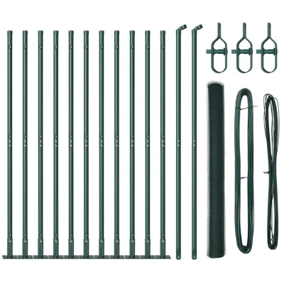 Image of vidaXL Hexagon Fence Green 1.6x25 m Steel