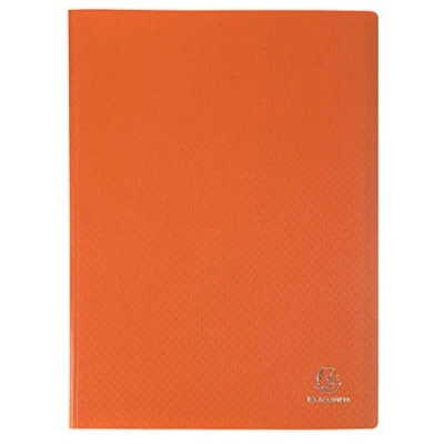 Image of Exacompta Ref 88114E Semi Rigid PP Display Book Suitable for A4 Documents, Wipeable Cover, 500 Micron Polypropylene, 100 Pockets, 200 Viewing Pages Orange Cover