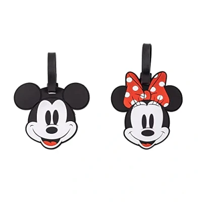 Image of Peers Hardy Disney Mickey and Minnie Mouse Red Black 2 Piece Luggage Tag Set