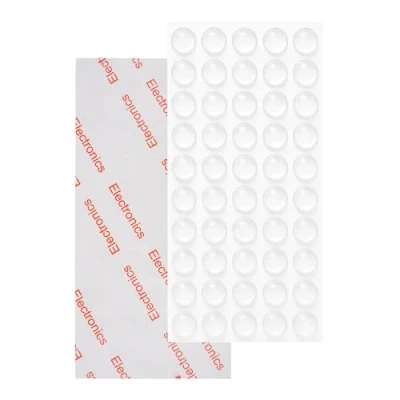 Image of Silicone buffers, 50 x Ø 8 mm self adhesive elastic buffers in transparent, protective buffer nubs, stop pads, furniture for cupboard, drawer, door, board, laptop