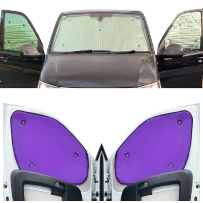 Image of Thermal Blinds Compatible With Renault Trafic (Years 2000 2014) (Front Set) Backing Colour in Purple, Reversible