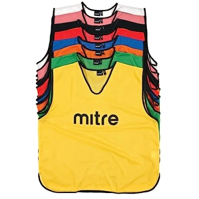 Image of Mitre Junior Pro Training Football Bib Lightweight Multi sport Breathable Mesh, Orange/Black,
