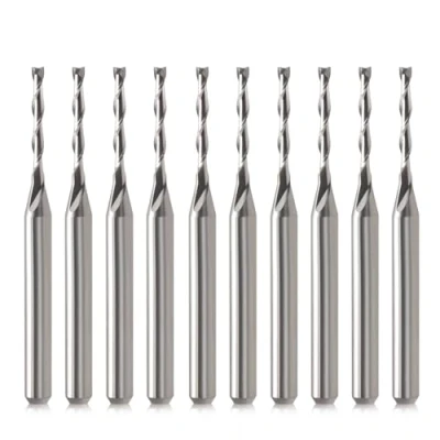 Image of EU_HOZLY CNC Router Bits 1/8&#039;&#039; Shank Bit End Mill 1/16&#039;&#039; Cutting Dia Flat Nose Carbide Endmill Two Flute Spiral Upcut Milling Cutter Tool Set for Wood PVC MDF Hardwood (10)