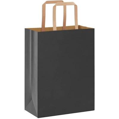 Image of vidaXL Paper Bags 50 pcs with Handles Black 21x11x28 cm