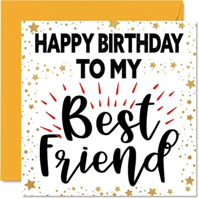Image of Fun Birthday Cards for Friend Best Heartfelt Happy Card from Bestie, Friends Gifts, 145mm x Friendship Greeting Gift Bestfriend