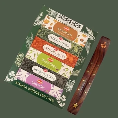 Image of HEM Premium Masala Nature,s Haven Series incense sticks PACK of 6 (15g Each) GIFT with DHS holder…