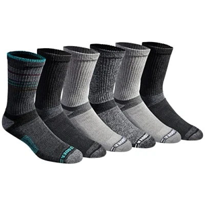 Image of Eddie Bauer Men&#039;s Socks Dura Dri Moisture Control Crew Socks, Fashion Black Assorted (6 Pairs), Large (Pack of 6)