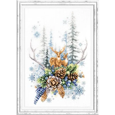 Image of Magic Needle 200 017 ZW Winterwaldgeist Counted Cross Stitch Kit Zweigart Edition Cotton Multi Coloured 17 x 27 cm