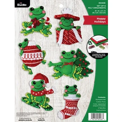 Image of Bucilla Felt Ornaments Applique Kit Set of 6 Hoppy Holidays