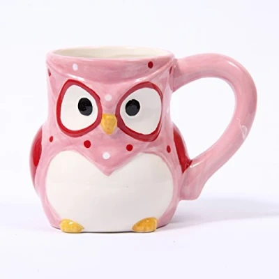 Image of Mystic Moments Pink Ceramic Polka Dot Owl Mug