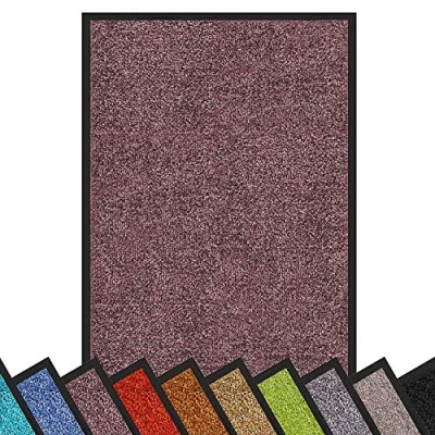 Image of etm Dirt Trapper Door Mat Entrance Rhine (Purple, 40 x 60 cm) Indoor &amp; Outdoor Doormat, Washable Front Non Slip Backing Super Absorbent Floor Rug Barrier