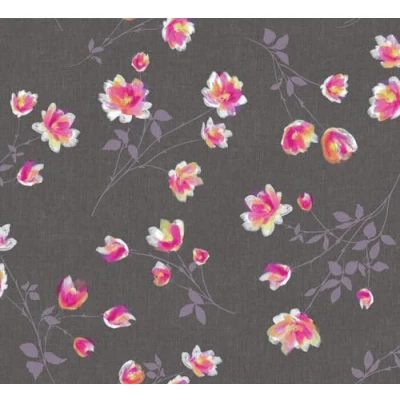 Image of d c fix Monte Carlo Tablecloth, Table Cover, Linen, Oilcloth, Table, Kitchen, Dining Room, Dirt Repellent Coating, Food Safe, Cheryl, Anthracite, 150 cm, Round