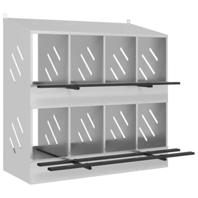 Image of vidaXL Chicken Nesting Box/Nest with 8 Compartments Galvanized Silver Metal Indoor/Outdoor Use Easy Assembly