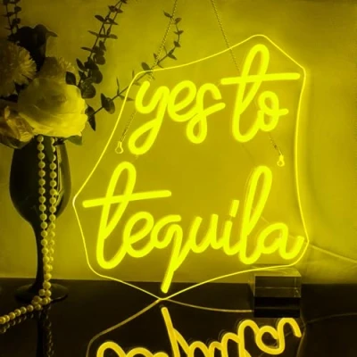 Image of Looklight Yes to Tequila Neon Sign Led Signs Bar USB Letter Light Up Dimmable Lights for Home Beer Bedroom Restaurant Man Cave Cafe Bistro Club Party