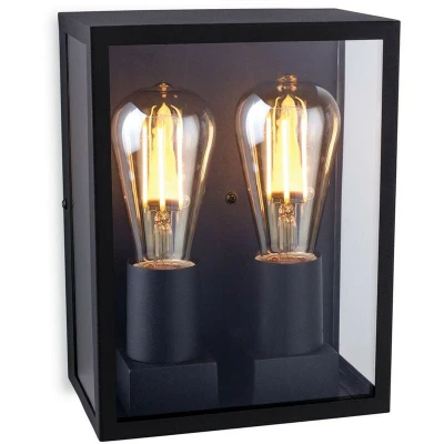 Image of Houston Outdoor Flush Box Wall Light Black IP44, E27