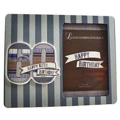 Image of Laura Darrington Denim Collection Wooden Picture Frame, 60th Birthday 4&quot; x 6&quot; Photo