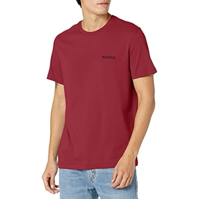 Image of Nautica Men&#039;s Short Sleeve Crew Neck T Shirt, Barolo Solid, Large