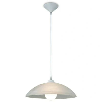 Image of Chester E27 Ceiling Dome Pendant, Frosted Alabaster Glass with White Suspension Kit