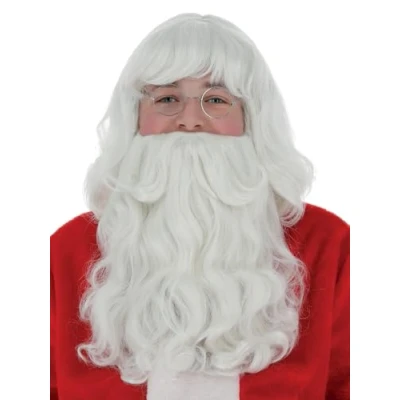 Image of Smiffys Santa Wig and Beard Set, White 38cm / 15in, Deluxe, Christmas Fancy Dress Accessory, Up Cosmetics &amp; Disguises.