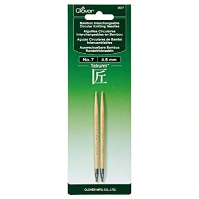 Image of Clover Takumi Bamboo Interchangeable Circular Knitting Needles Size 7/4.5mm, Other, Multicoloured, 3.27 x 8.98 22.95 cm